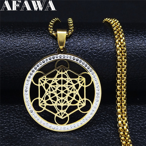 Flower of Life Yoga Stainless Steel Crystal Pendant Necklace Gold Color Women/Men Necklace Jewelry bijoux femme N4833S02 ► Photo 1/6