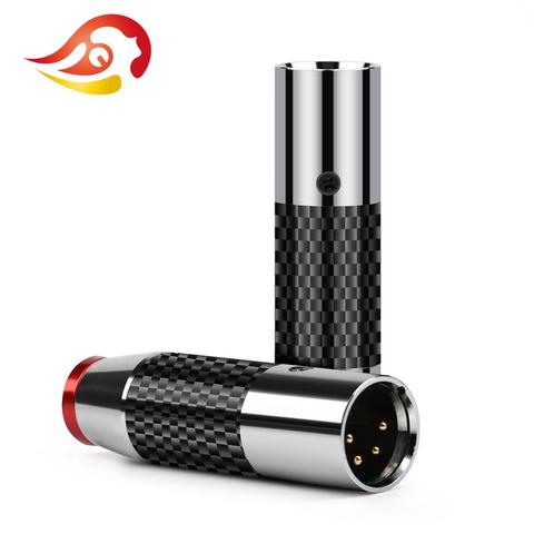 QYFANG 4 Pin Stainless Steel XLR Speaker Plug Carbon Fiber Cannon Male Adapter Microphone Mixer Amplifier Balance Audio Jack ► Photo 1/6