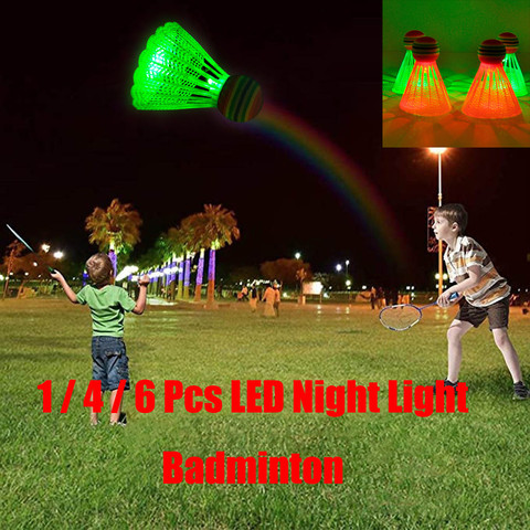 1/4/6 PCS Lighting Badminton Dark Night Colorful LED Luminous Plastic Nylon Lighting Sport Badminton Light Spot Shuttle cock ► Photo 1/6