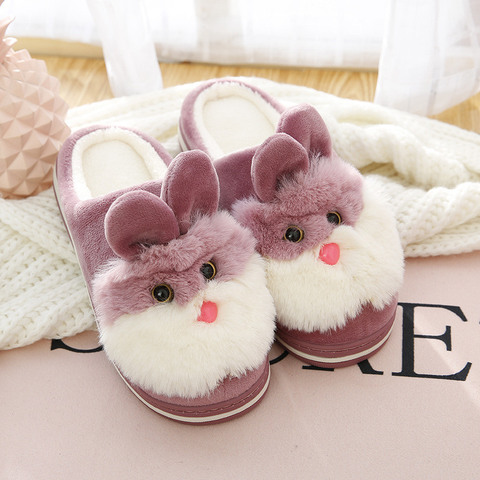 Price history & Review on Women Warm slippers Cute rabbit slippers Indoor shoes for girls Non slip Soft Funny slippers women Cartoon Furry slipper | AliExpress Seller - Namtso Store