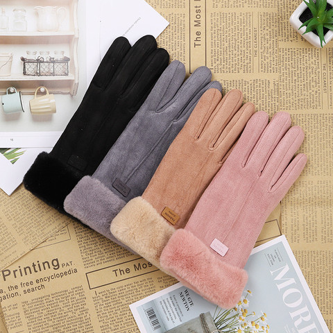 New Fashion Women Gloves Autumn Winter Cute Furry Warm Mitts Full Finger Mittens Women Outdoor Sport Female Gloves Screen ► Photo 1/6