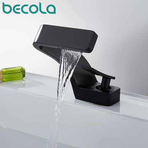 becola Brushed Gold Basin Faucet Black Bathroom Mixer Tap Deck Mounted Basin Sink Faucet Hot and Cold Water chrome faucet taps ► Photo 1/6