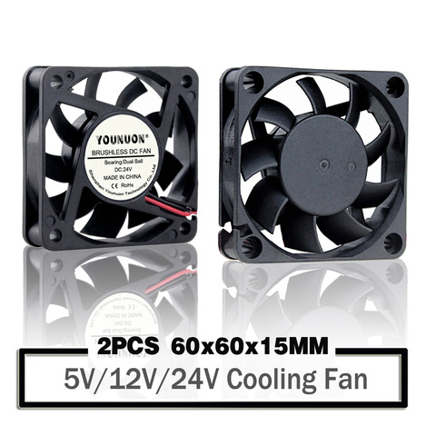 2 Pieces 60mm 6015 5V 12V 24V Brushless USB 2PIN 3PIN DC Cooler Fan 60x60x15mm 6015 6cm For Computer PC CPU Case Cooling ► Photo 1/6