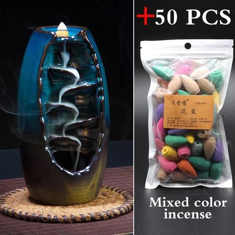 50 PCS Mountain River Handicraft Incense Holder Ceramic Backflow Waterfall Smoke Incense Burner Home Decor best Christmas gift ► Photo 1/6