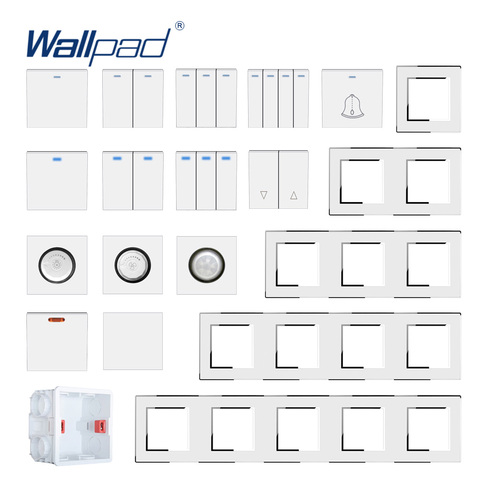 Wallpad White Acrylic Panel With Silver Border Wall Light Switch Function Key Only DIY Free Combination 52*52mm ► Photo 1/6