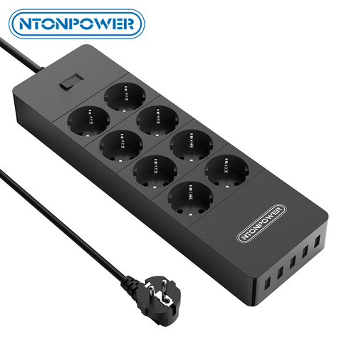 NTONPOWER Multi-Plug Power Strip EU Extension Cord Socket Surge Protector with USB Electrical Plug Energy Saver for Home Office ► Photo 1/6