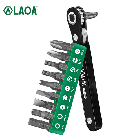 LAOA 10 in 1 Ratchet Screwdriver Set S2 Screwdrivers Forward And Reverse Multifunction Tool With Phillip Slotted Torx bits ► Photo 1/6