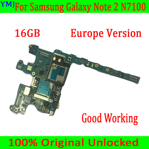 Free Shipping for Samsung Galaxy Note 2 N7100 Motherboard,16GB for Note 2 N7100 Mainboard with Full Chips,100% Original unlocked ► Photo 1/5