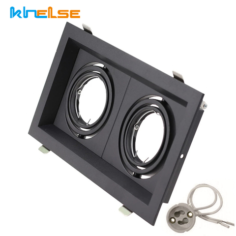 Square Double Ring Led Ceiling Downlights Recessed Adjustable GU10 MR16 Bulb Socket Base Spot Lamps Holder Frame Bracket Fitting ► Photo 1/6