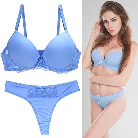 New Big Size Bra Set 34/75 36/80 38/85 40/90 42/95 B C D E cup Push Up Basic bra Women T-Shirt Bra Panty Sets Plus Size ► Photo 1/6