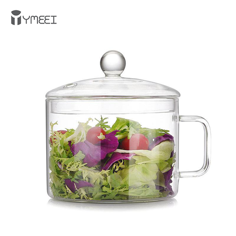 YMEEI Transparent Glass Cooking Bowl Multi-function Open Fire Health Pot With Handle Instant Noodle Pot For Household Cookware ► Photo 1/6