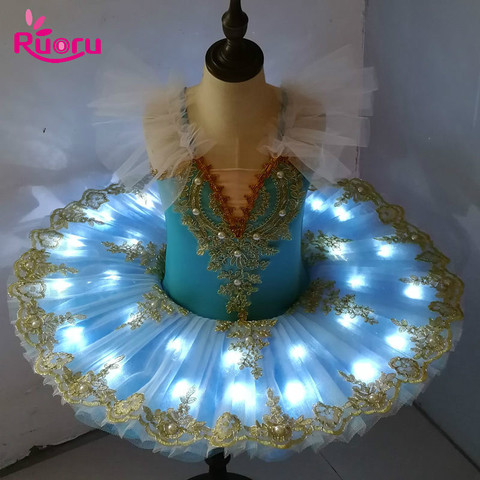 Ruoru Tutu Ballet Led Light Swan Lake Ballerina Pancake Tutu Girl Women Adult Child Ballet Dress Kids Dance Costumes Tutu Led ► Photo 1/6