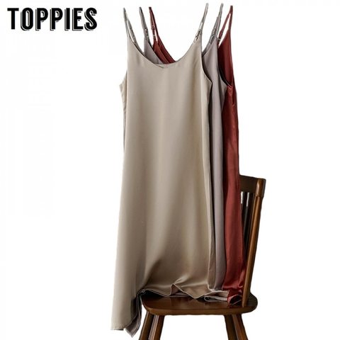 Toppies 2022 Spring Summer Women Satin Dress party Luxury Shiny Sundress Imitation Silk Dress ► Photo 1/6
