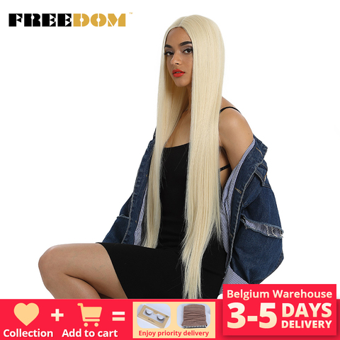 FREEDOM Synthetic Lace Front Wig For Black Women Supper Long 38Inch Ombre Blond 3 Color Natural Straight Hair Wigs Cosplay Wigs ► Photo 1/6