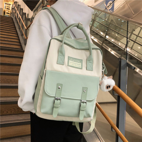 JULYCCINO Women Nylon Backpack Candy Color Waterproof School Bags for Teenagers Girls Patchwork Backpack Female Rucksack Mochila ► Photo 1/6