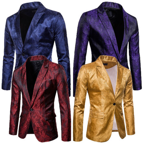Stylish Men's Casual Slim Fit Formal One Button Party Floral Formal Casual Business Suit Blazer Coat Jacket Tops ► Photo 1/6