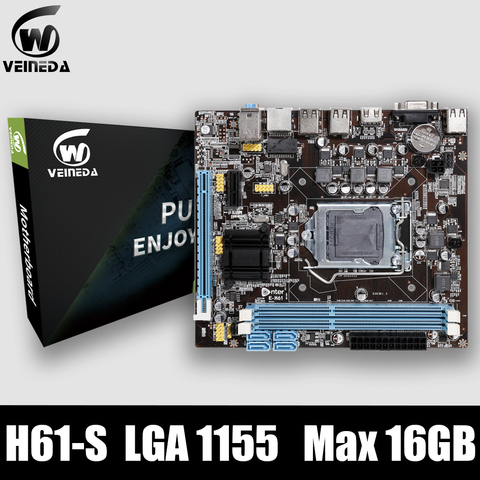 VEINEDA Original H61-S Desktop Motherboard Socket LGA 1155 FOR Intel Core i3 i5 i7 DDR3 Memory 16G uATX H61 PC Mainboard ► Photo 1/6