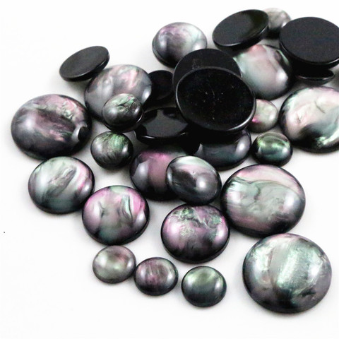 8mm 10mm 12mm 14mm 16mm 18mm 20mm 7 Size Style 20pcs/lot Black Shell Color Flat Back Resin Cabochons Cameo ► Photo 1/6