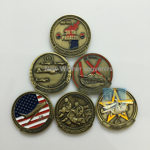 5pcs/lot 1950-1953 38TH parallel Korean War US F4U Corsair Fighter METAL PLATED BRONZE ART COIN ► Photo 1/6