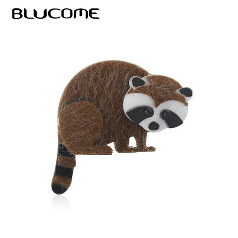 Blucome Vivid Cute Raccoon Bear Brooches Acrylic Metal Leather Animal Brooch Shirt Collar Lapel Badge Gift For Boy Girl Kids ► Photo 1/6