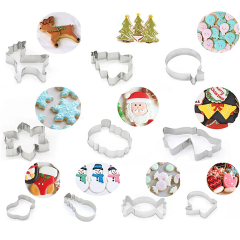 Snowflake Christmas Gingerbread Man Cookie Tools Cutter Mould Biscuit Press Icing Set Stamp Mold Stainless Steel Cake Decorating ► Photo 1/6