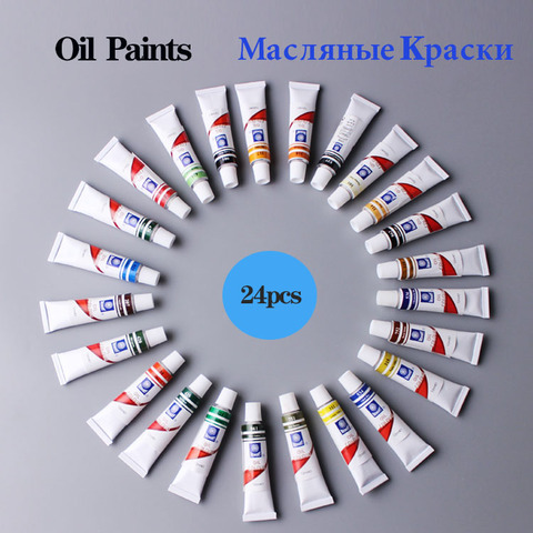 Professional Oil Paint Canvas Pigment Art Supplies Paints Each Tube Drawing 12 ML 24 Colors Set Free For Brush ► Photo 1/6