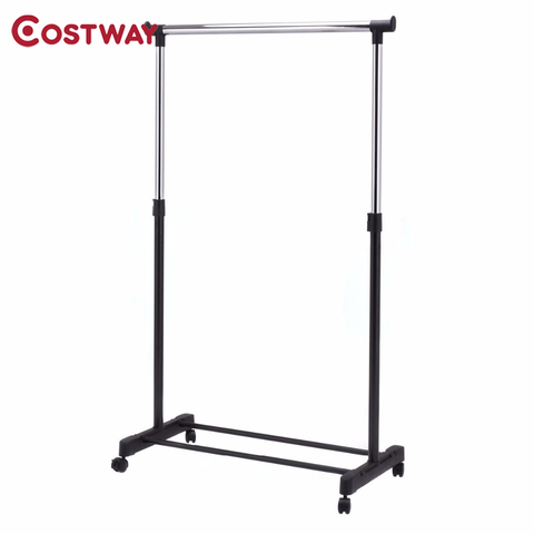 COSTWAY Adjustable Rolling Clothes Hanger Coat Rack Floor Hanger Storage Wardrobe Clothing Drying Racks With Shoe Rack W0498 ► Photo 1/6