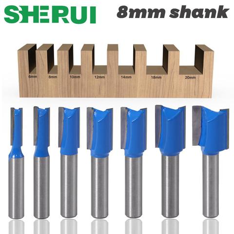 1PCS 8mm Shank Straight Woodworking Router Bit Set Carpenter Milling Cutter 6/8/10/12/14/18/20mm Cutting Diameter ► Photo 1/6