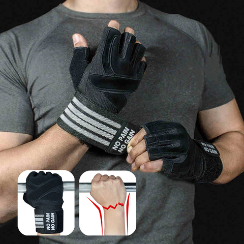 Weightlifting Gloves with Wrist Support for Heavy Exercise Body Building Gym Training Fitness Handschuhe Workout Crossfit Gloves ► Photo 1/6