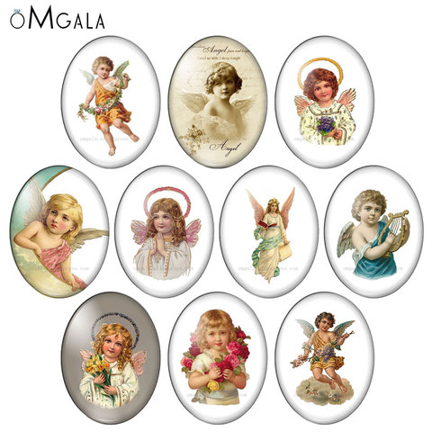 Vintage Angel Baby Paintings 10pcs 13x18mm/18x25mm/30x40mm Oval photo glass cabochon demo flat back Making findings ► Photo 1/6