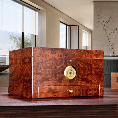 CIGARLOONG Cigar Humidor Cedar Wood Moisturizing Box Double-Layers Large Accommodate 50 Desktop Box ► Photo 1/6