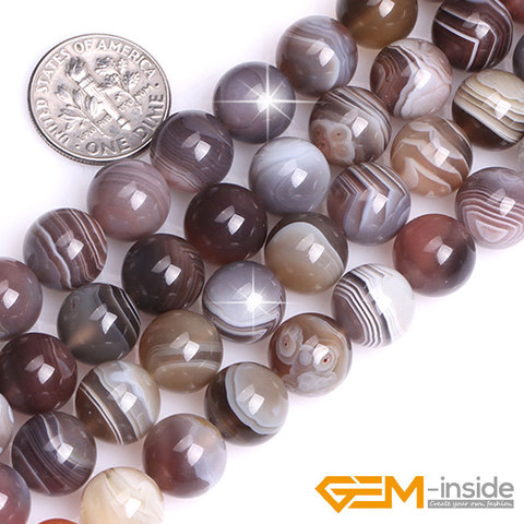 Natural Botswana Agates Round Bead For Jewelry Making Strand 15