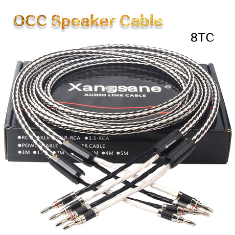 Xangsane 8TC single crystal copper audio speaker cable HiFi amplifier speaker cable Y-Y Banana plug-Banana plug Banana plug-Y ► Photo 1/6