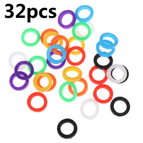 32pcs Multicolor Elastic  Mixed Color Hollow Rubber Key Covers Round Soft Silicone Keys Locks Cap Keyring Case ► Photo 1/6