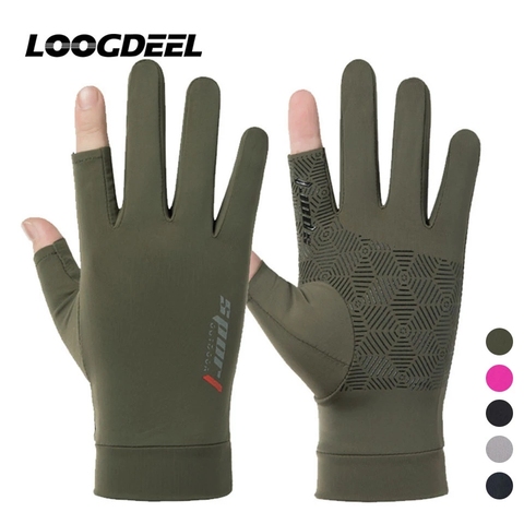 LOOGDEEL Fishing Stretch Ice Silk Gloves Cool Breathable Lightweight Soft Comfortable Non-slip Wear-resistant Fishing Gloves ► Photo 1/6