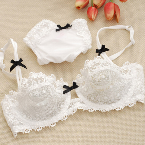 Bra Set Women Ultrathin Transparent  Bow Decoration Lace Embroidery Bras Underwear Women Lingerie Women Set Plus Size Summer Bra ► Photo 1/6