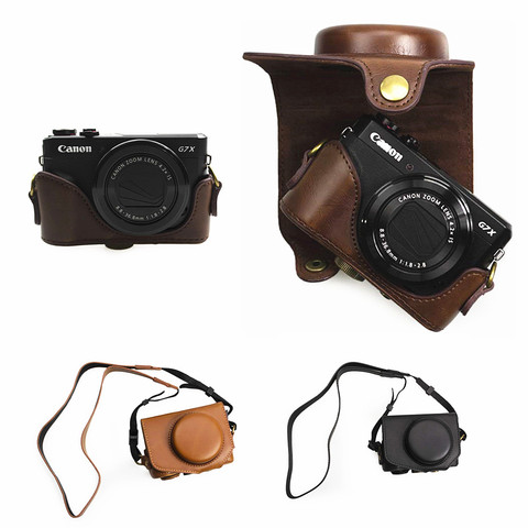 Retro PU Leather Camera bag hard case cover for Canon Powershot G7 X G7X Mark II III ( G7XII G7XIII ) mark2 mark3 G7X2 G7X3 ► Photo 1/6