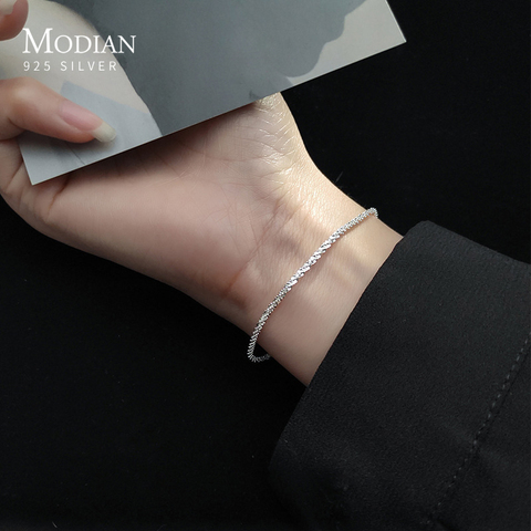 Mocanie Fashion 925 Sterling Silver Simple White Black Color Gypsophila Link Chain Bracelet for Women Men Fine Jewelry Bijoux ► Photo 1/5