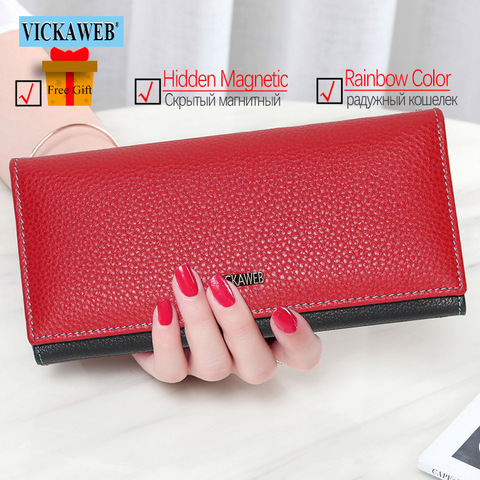 Free Gift Women Purse Magnetic Hasp Long Genuine Leather Female Wallet Ladies Coin Purses Fashion Wallets Money Bag WRS-150 ► Photo 1/6