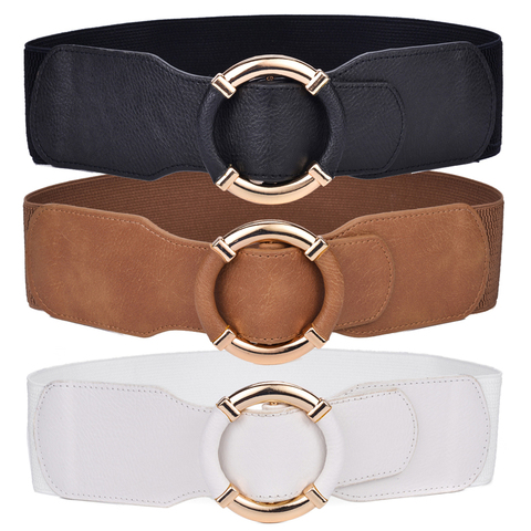 Beltox Women’s Elastic Stretch Wide Waist Belts w Wrapped Gold Circle Buckle ► Photo 1/6