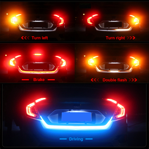 Multicolor Ice Blue Red Yellow White LED Strip Rear Trunk Tail Light Car Brake Turn Signal Flow Reverse Leds DRL Warning Lights ► Photo 1/6