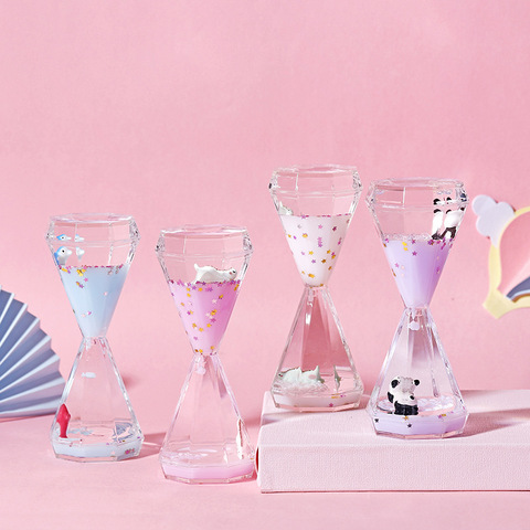 Milk Color Oil Hourglass Timer Clock Floating Visual Movement Liquid Motion Bubble with Cute Animal Ornaments Birthday Gift Toy ► Photo 1/6