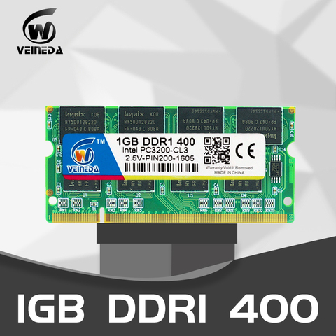 VEINEDA ddr1 1gb ram Notebook 2GB 2x1GB PC3200 DDR400 400Mhz 200pin DDR1 Sodimm Laptop Memory RAM ► Photo 1/5