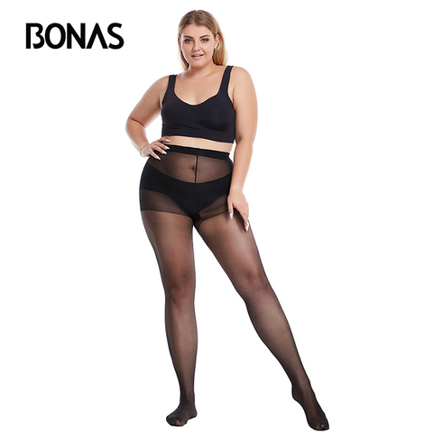 BONAS 20D Tights Plus Size tights stocking Elasticity Spandex Resistant Women's Stockings Collant Femme black tights Sexy Top 3X ► Photo 1/6