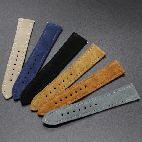 Onthelevel Genuine Leather Suede Watch Strap Leather Retro Watchband 18mm 19mm 20mm 22mm Gray Blue Watch Accessories  #BF ► Photo 1/6