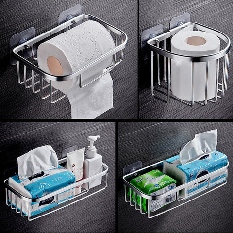 Suction Cup Toilet Roll Paper Rack Shampoo Holder Hollow Out Towel Storage Wall Hanging Basket for Bathroom of Hotel and Home ► Photo 1/6