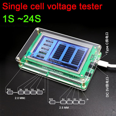 1S ~ 24S lithium battery pack single cell voltage tester measuring identify battery pack string number 4S 7S 8S 10S 13S 14S 16S ► Photo 1/6