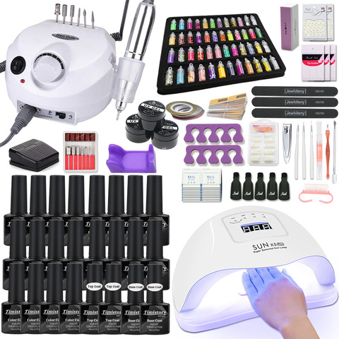 Nail Set UV LED Nail Lamp For Manicure Set 20pcs Gel Nail Polish Set Kit Soak Off Gel Varnish For Nail Art Set Machine Nail file ► Photo 1/6