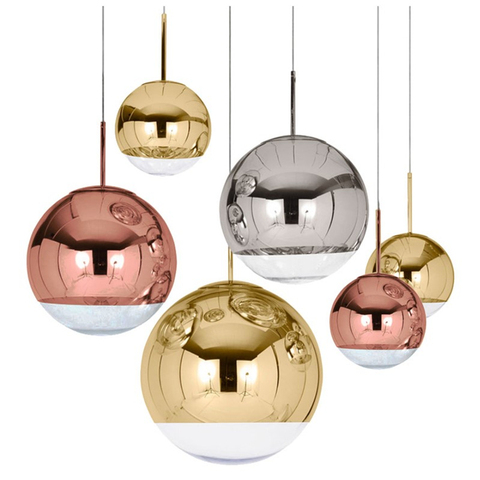 Modern Pendant Lights Silver Mirror Ball Hanglamp Globe Glass Led Lamp Kitchen Living Room Bedroom Home suspension luminaire ► Photo 1/6