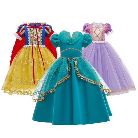 Cosplay Costume Jasmine Dress Summer Casual Snow White Party Dress Little Princess Fantasy Baby Girl Dresses For 2-10 Years Old ► Photo 1/6
